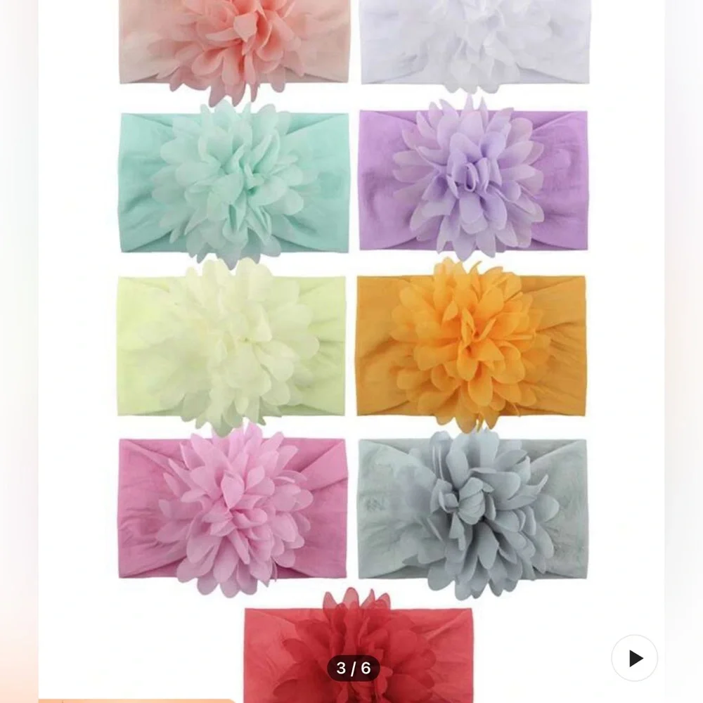 9pcs Nylon Chiffon Flower Baby Headbands N‎ WT